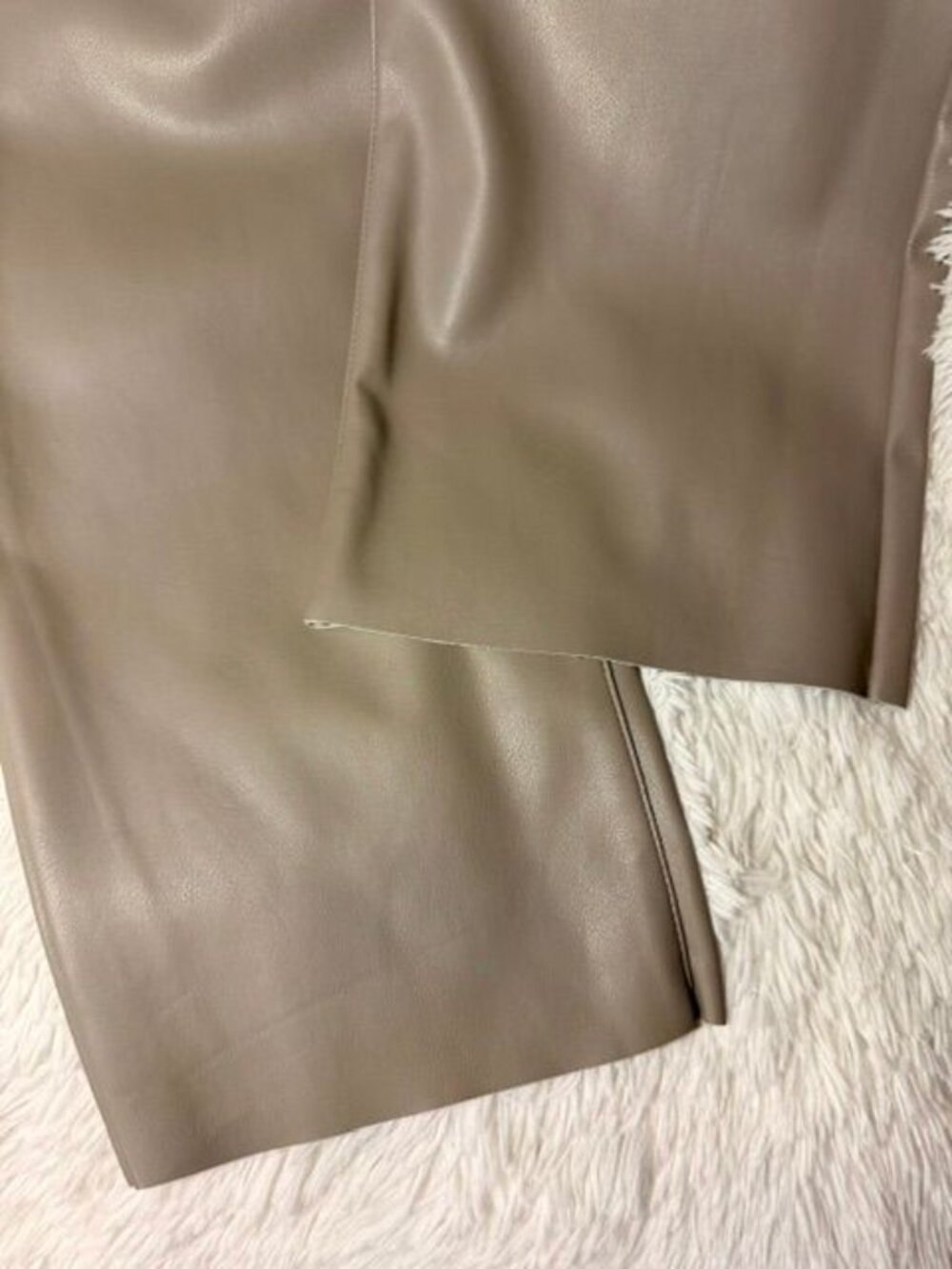 Express Taupe Modern Straight Super High Rise Faux Lambskin Leather Jean Sz 12L - Picture 9 of 13